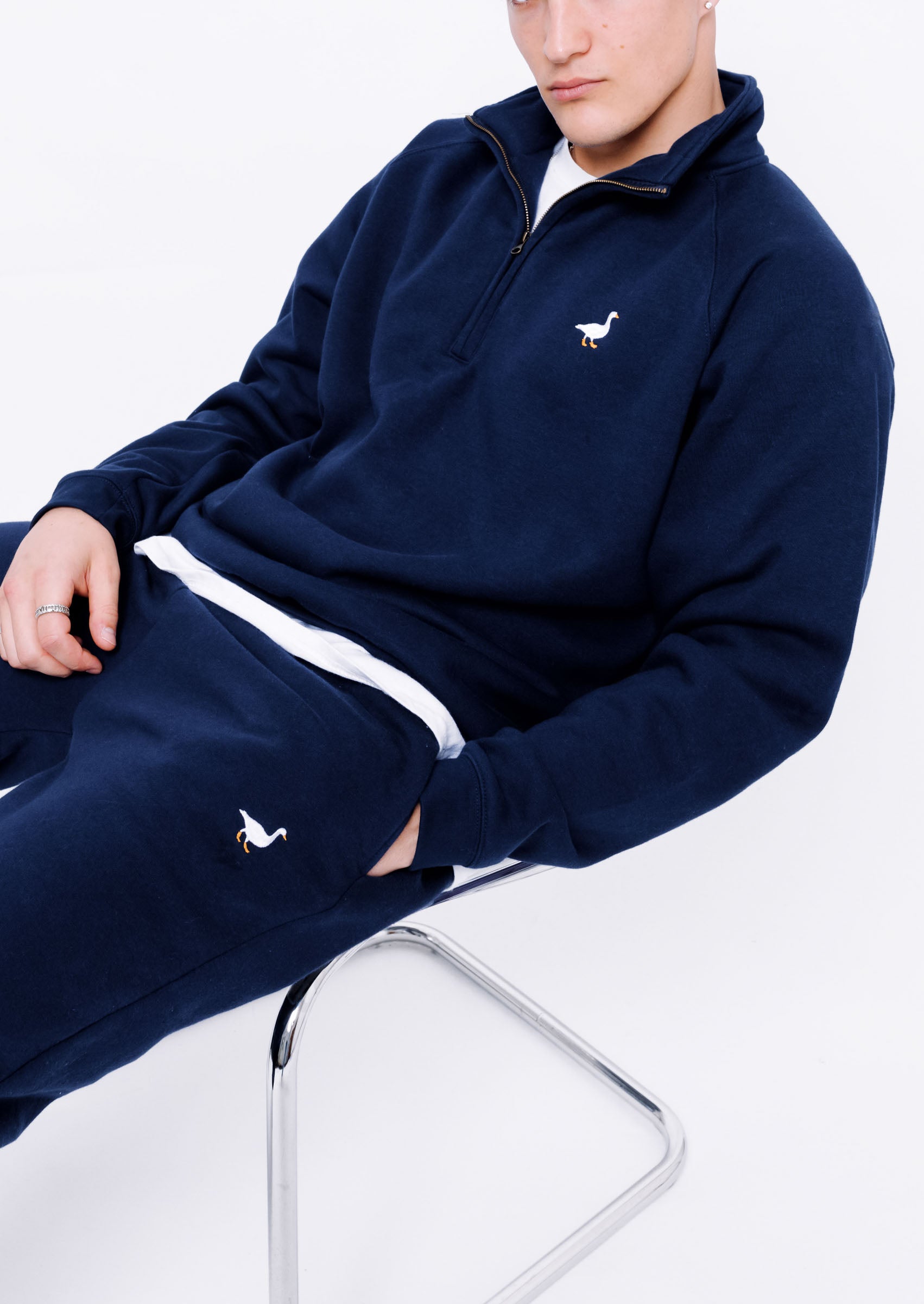 Premium Goose 1/4 Zip Sweat - Navy Blue – Goose & Gander