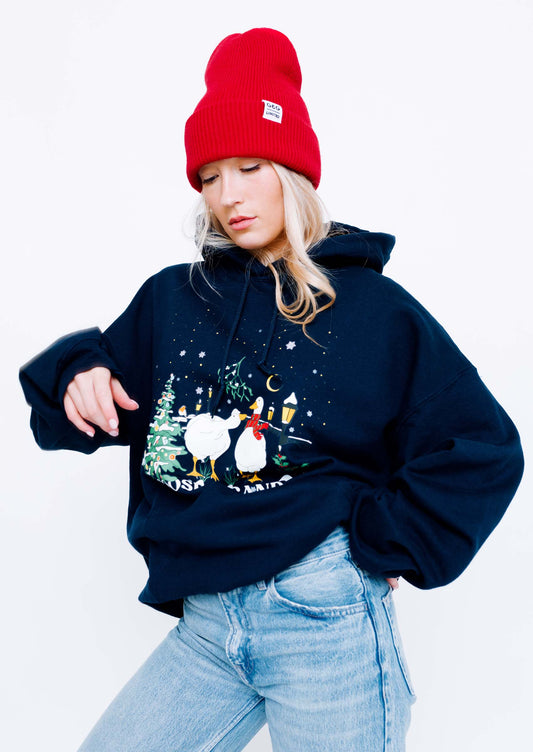 Unisex Winter Goose Hoodie - Navy