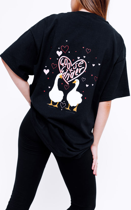 Unisex Heart Club Goose Tee - Black