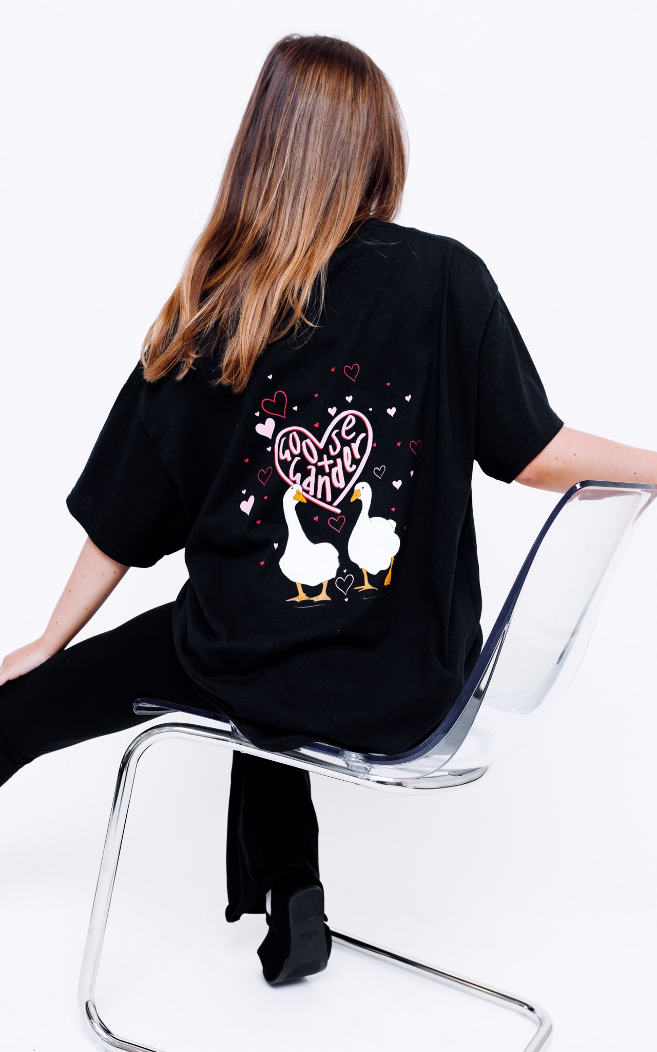 Unisex Heart Club Goose Tee - Black