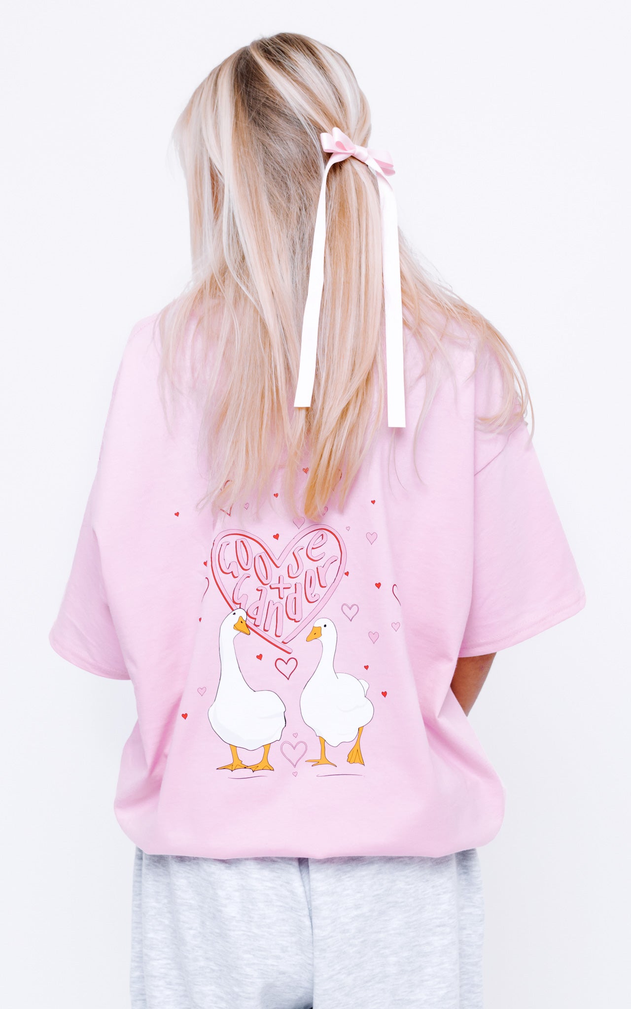 Unisex Heart Club Goose Tee - Baby Pink