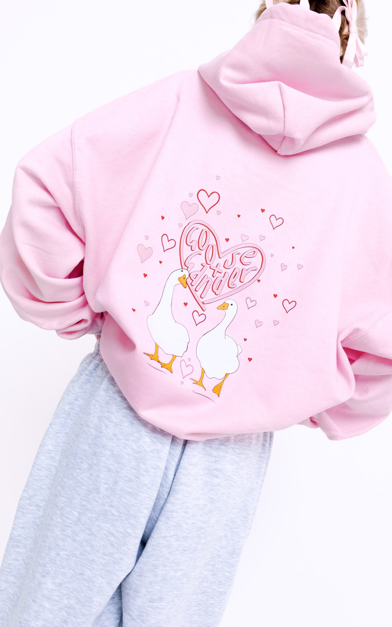 Unisex Heart Club Goose Hood - Baby Pink