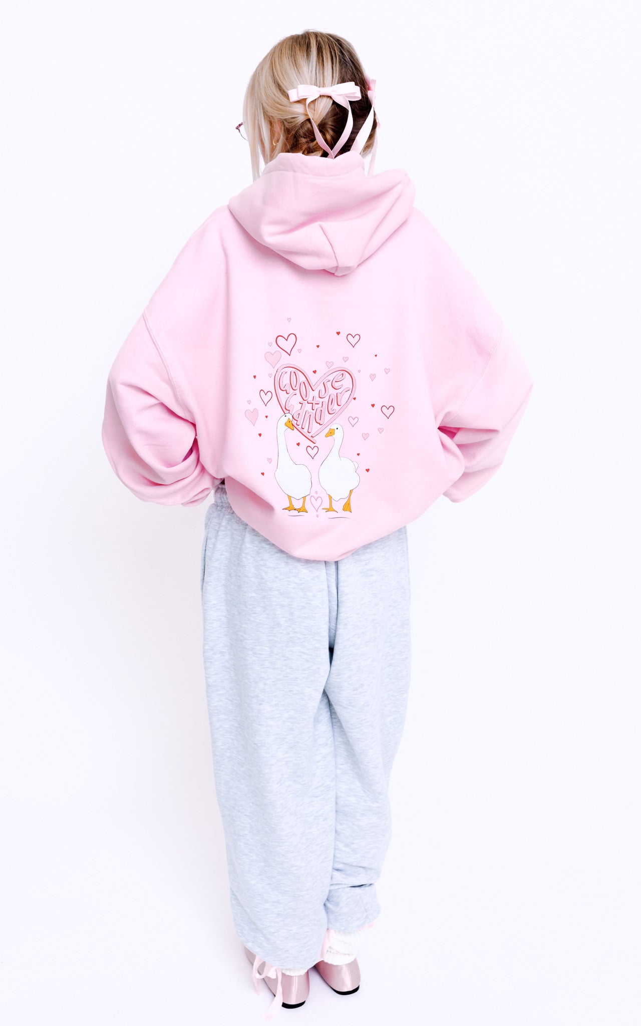 Unisex Heart Club Goose Hood - Baby Pink