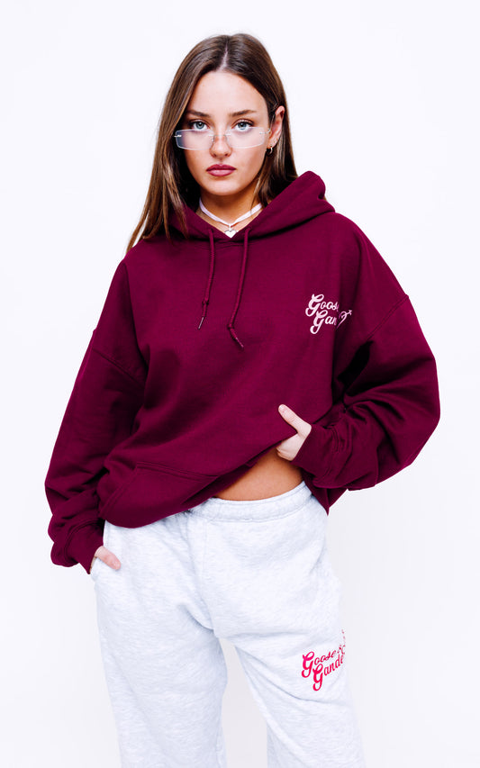 Unisex Heart Club Hood - Burgundy