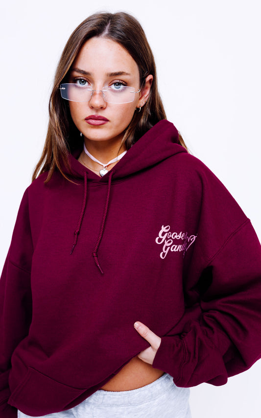 Unisex Heart Club Hood - Burgundy