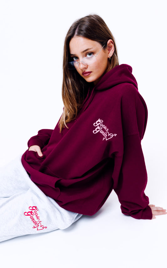 Unisex Heart Club Hood - Burgundy