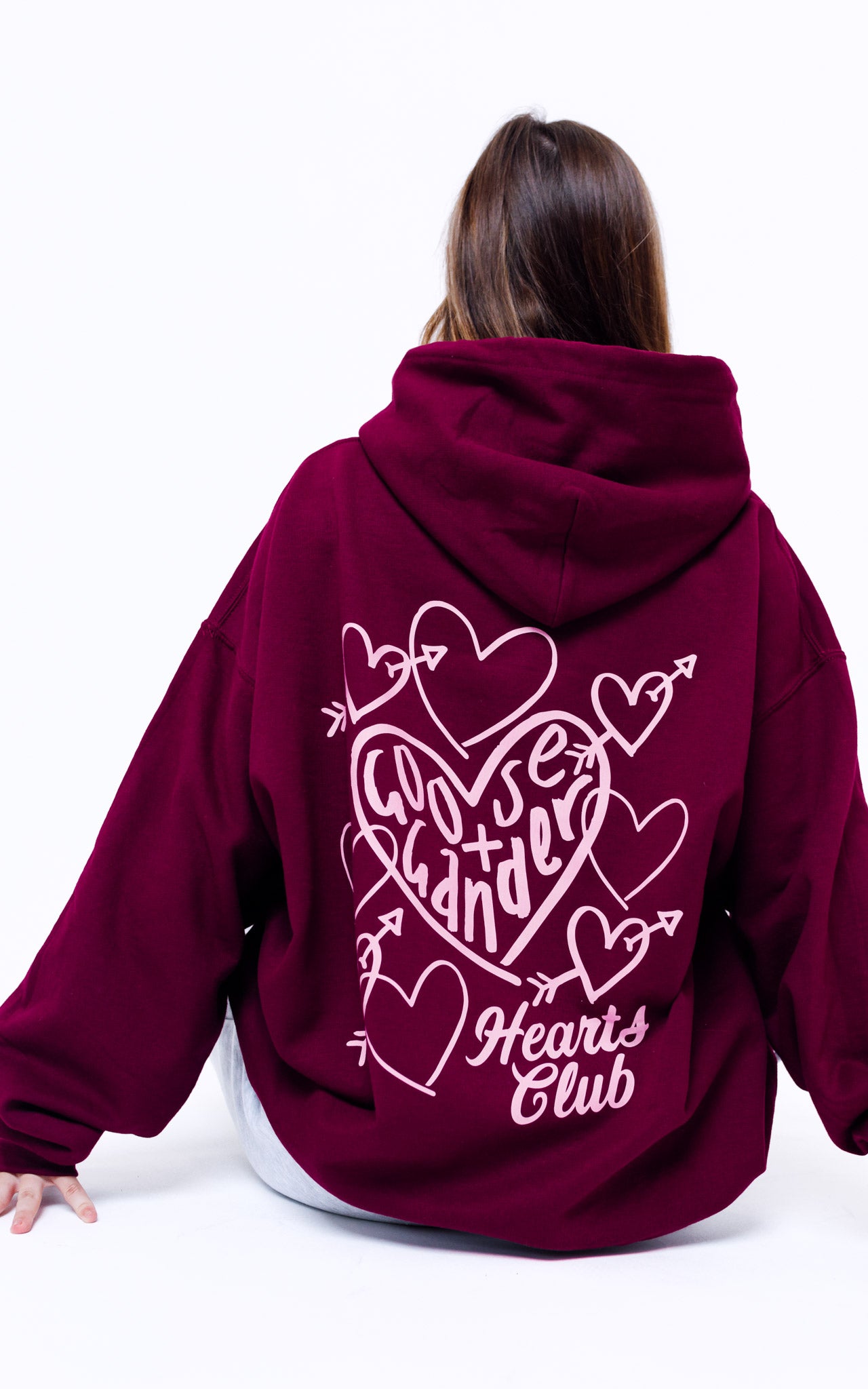 Unisex Heart Club Hood - Burgundy