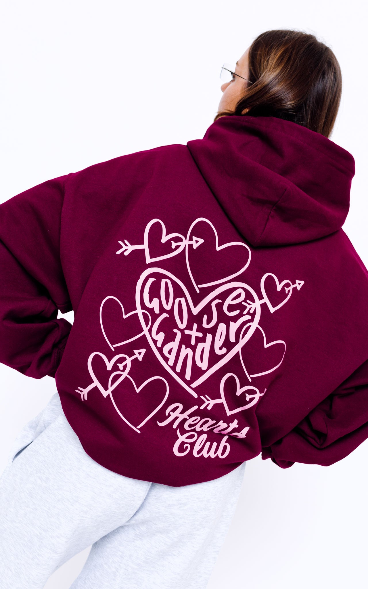 Unisex Heart Club Hood - Burgundy