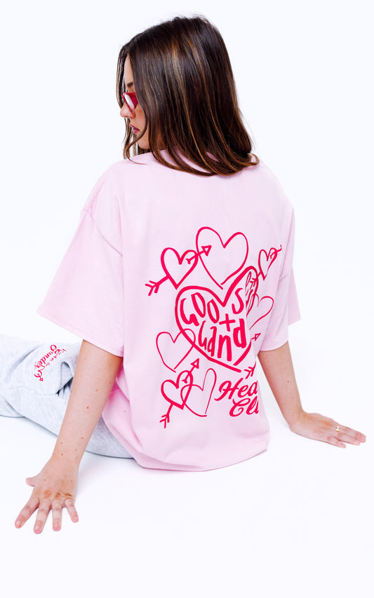 Unisex Heart Club Tee - Baby Pink