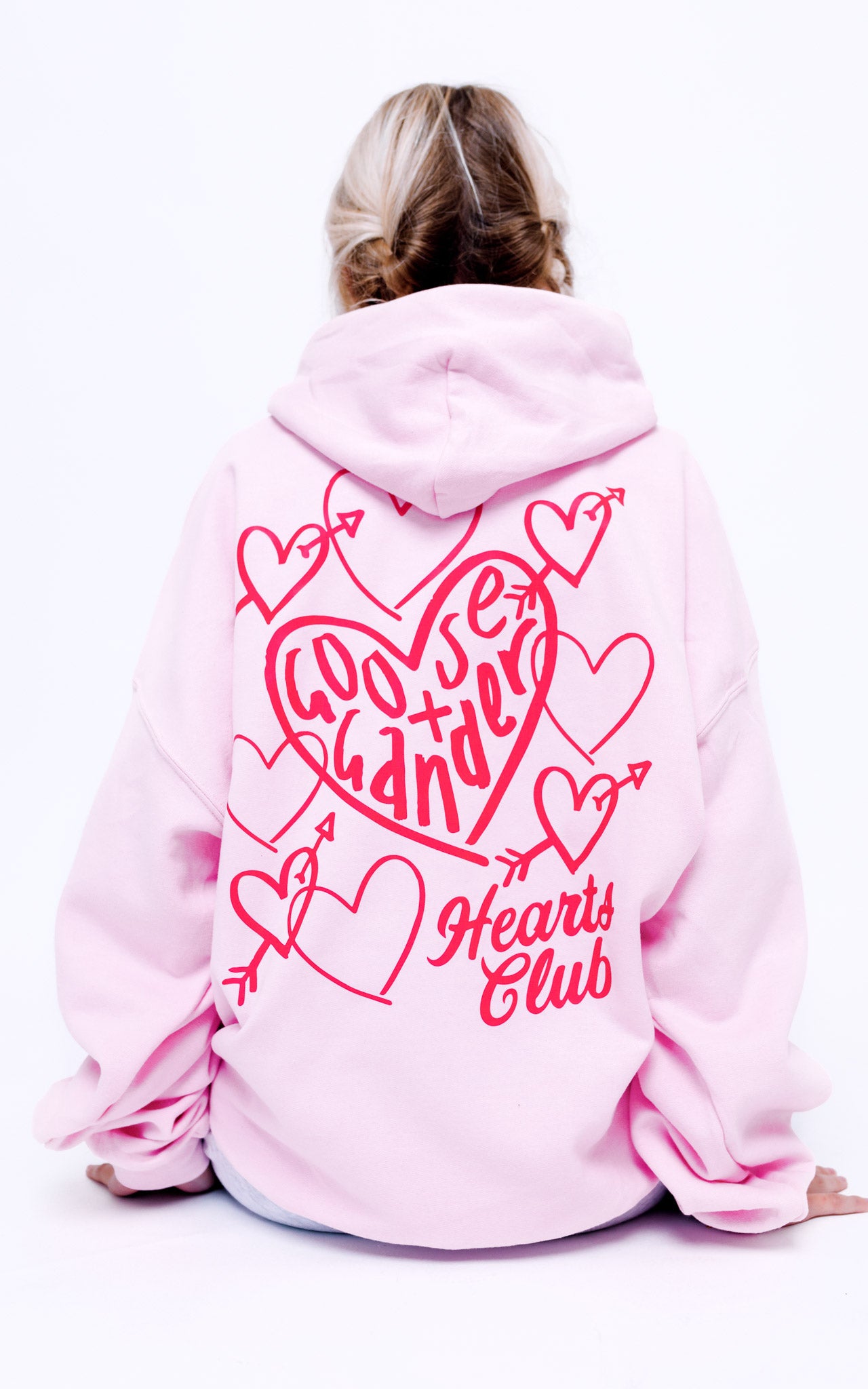 Unisex Heart Club Hood - Baby Pink