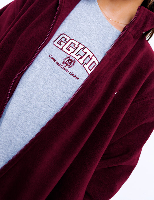 Unisex Goose Full Zip Fleece - Burgundy