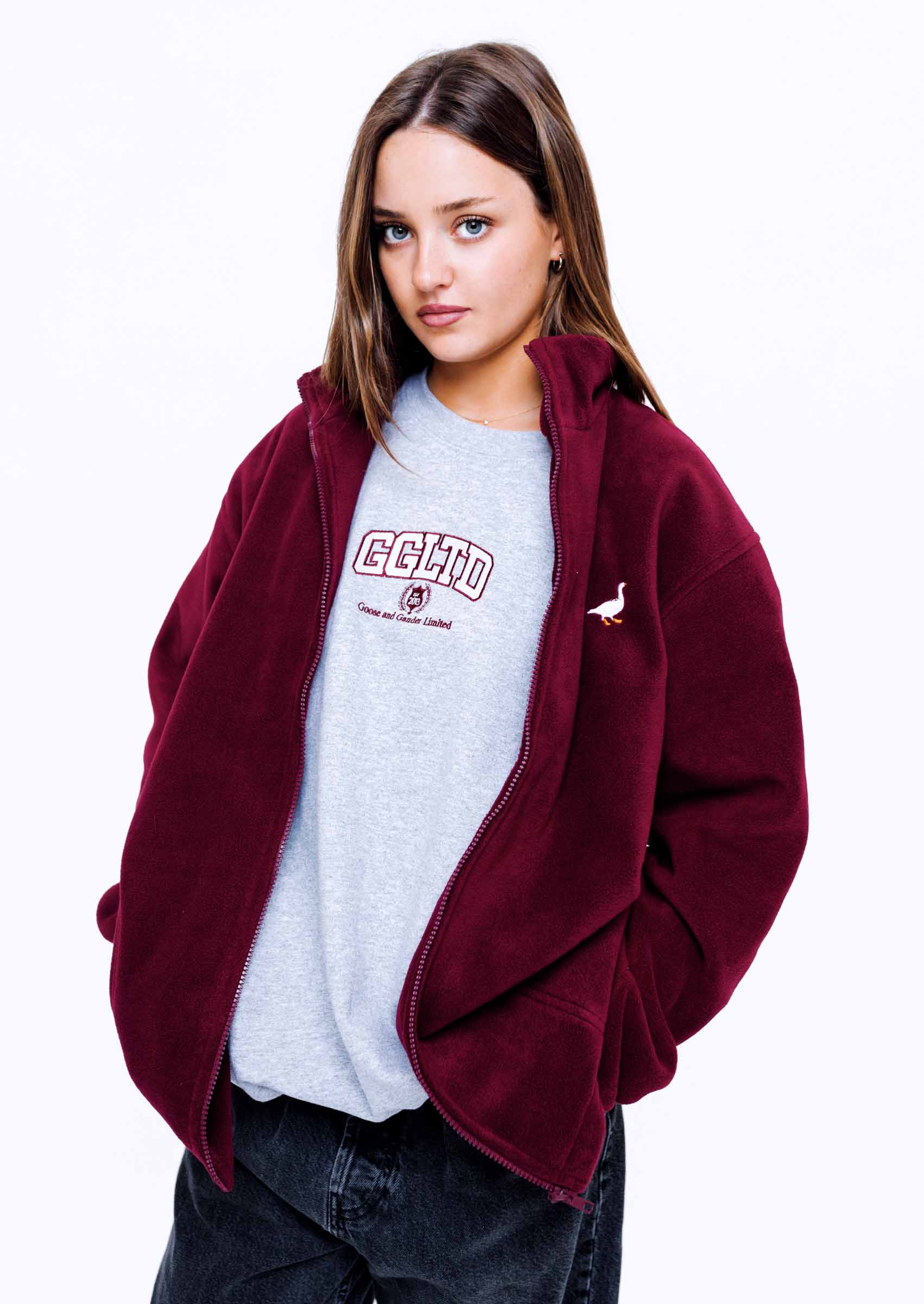 Gamder Goose Unisex Burgundy Red Full Zip Goose Fleece Goose and Gander – Goose & Gander