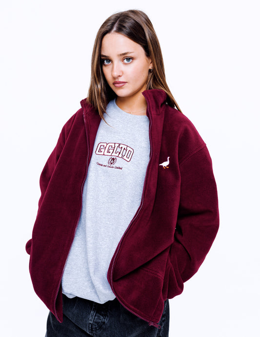 Unisex Goose Full Zip Fleece - Burgundy