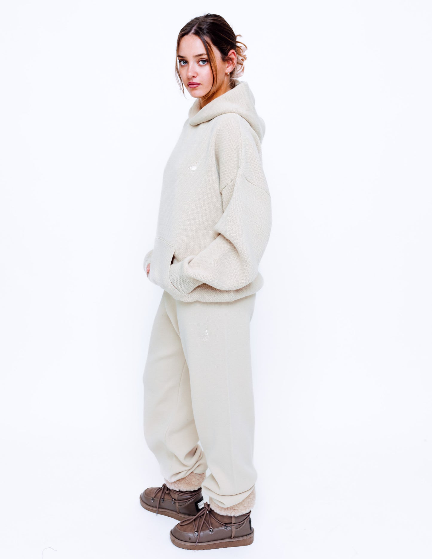 Unisex Knitted Hoodie - Sand