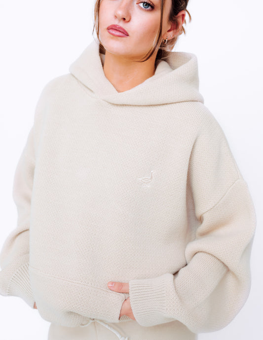 Unisex Knitted Hoodie - Sand