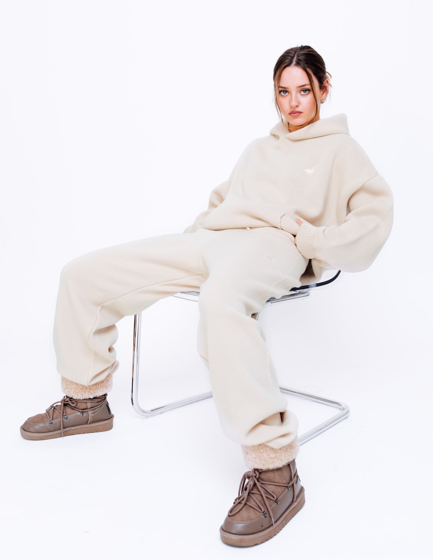 Unisex Knitted Hoodie - Sand