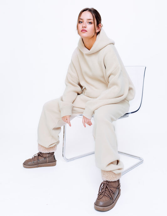 Unisex Knitted Hoodie - Sand