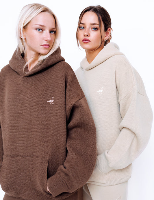 Unisex Knitted Hoodie - Mocha