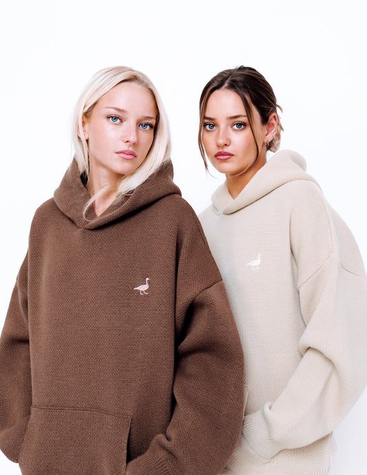 Unisex Knitted Hoodie - Mocha