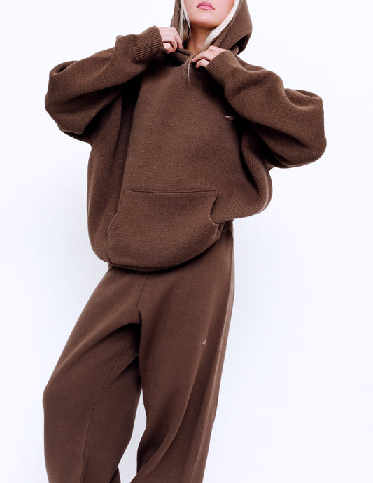 Unisex Knitted Hoodie - Mocha