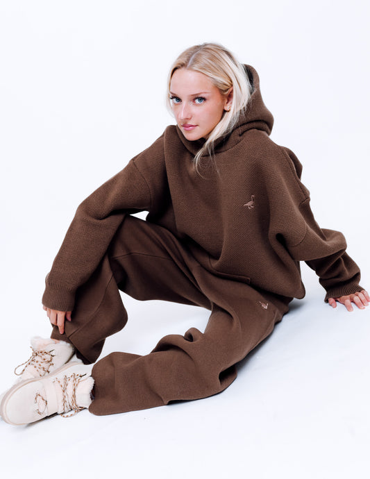 Unisex Knitted Hoodie - Mocha