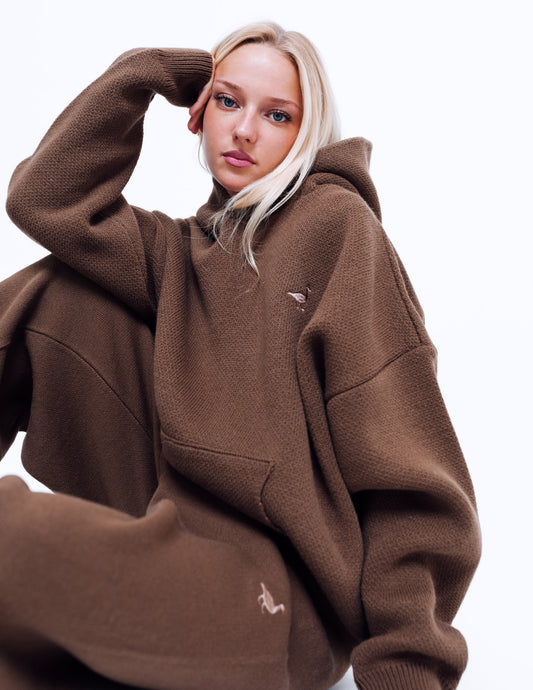 Unisex Knitted Hoodie - Mocha