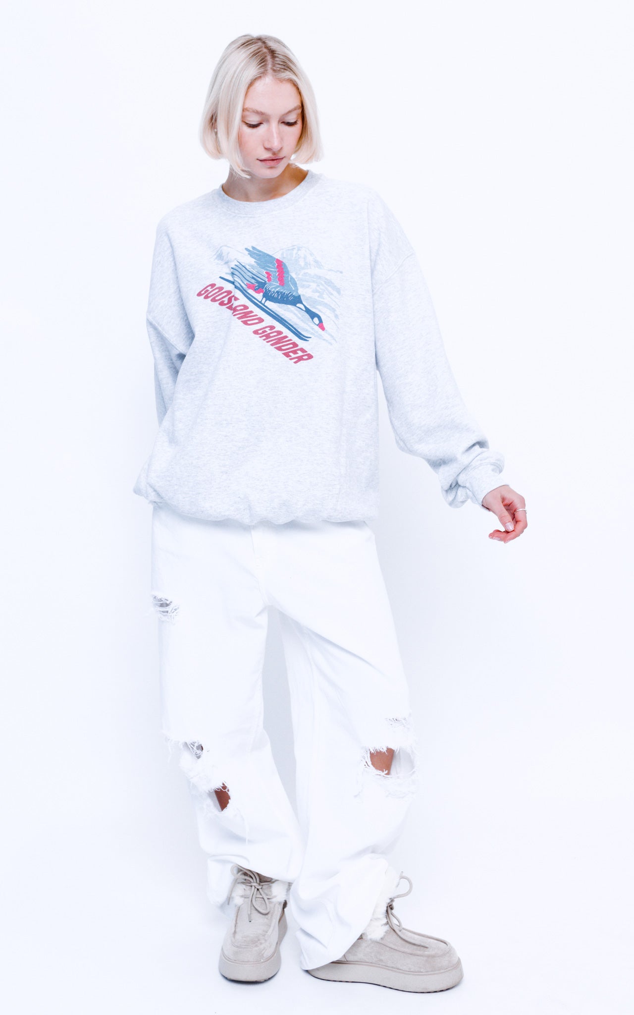 Unisex Ski Club Sweatshirt - Ash Grey