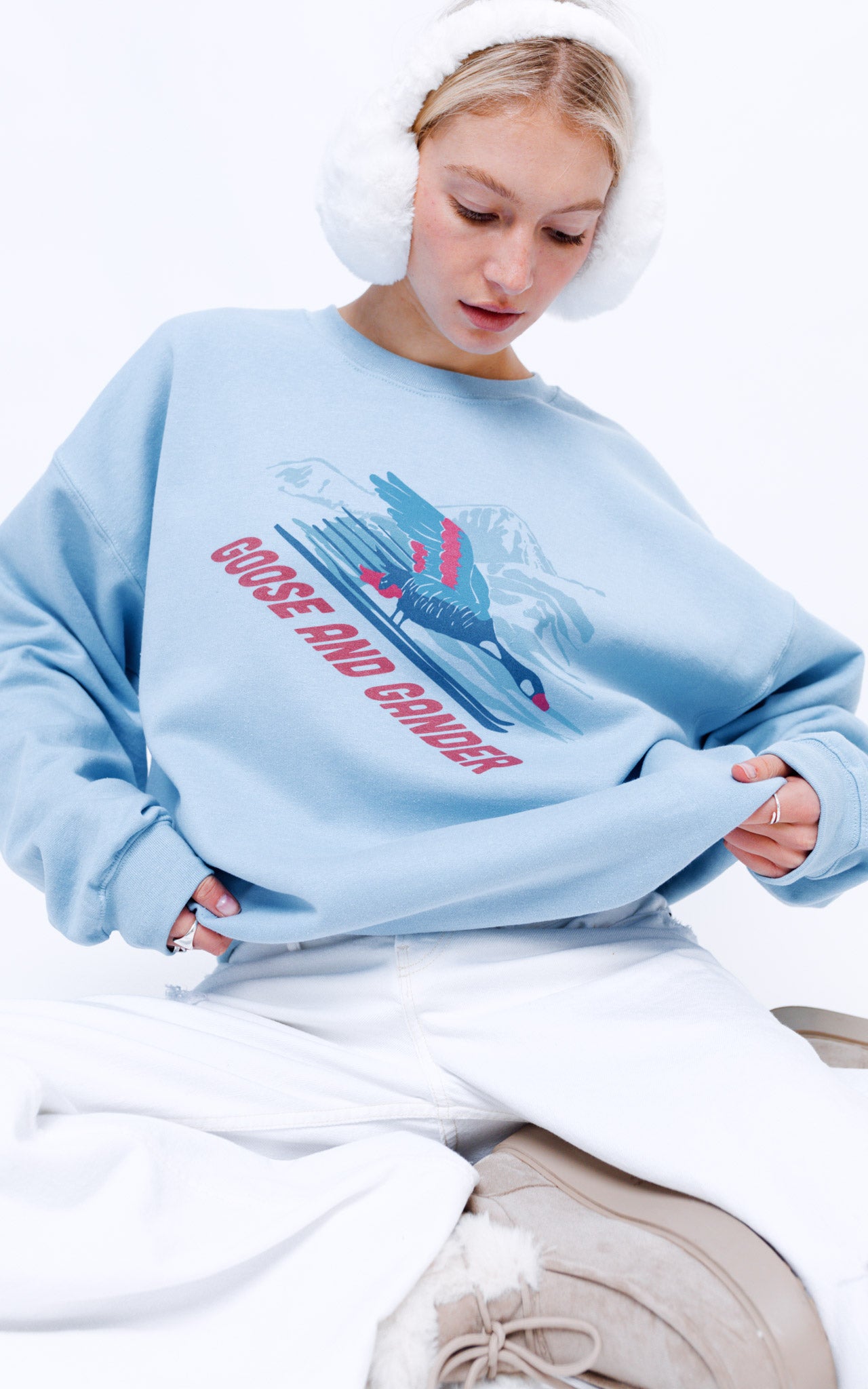 Unisex Ski Club Sweatshirt - Baby Blue