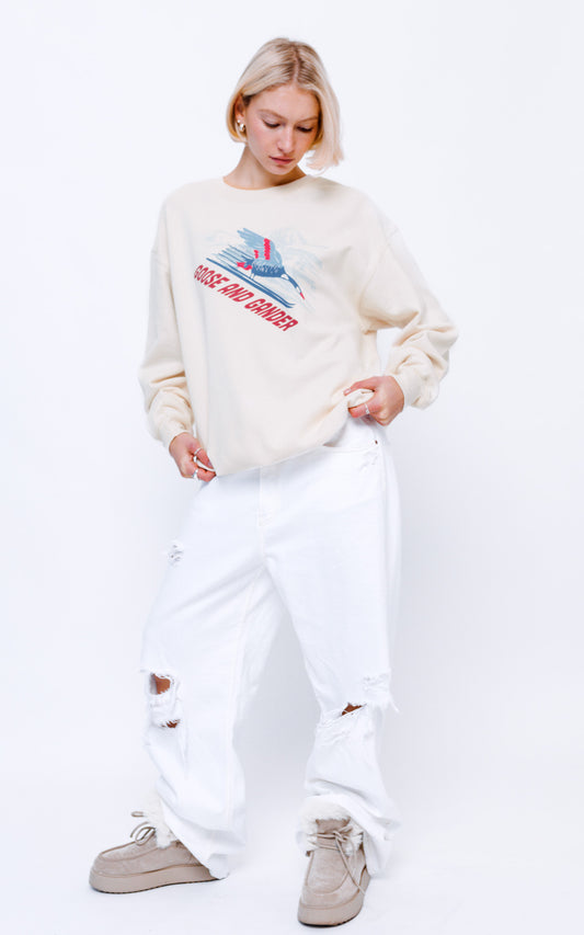 Unisex Ski Club Sweatshirt - Natural