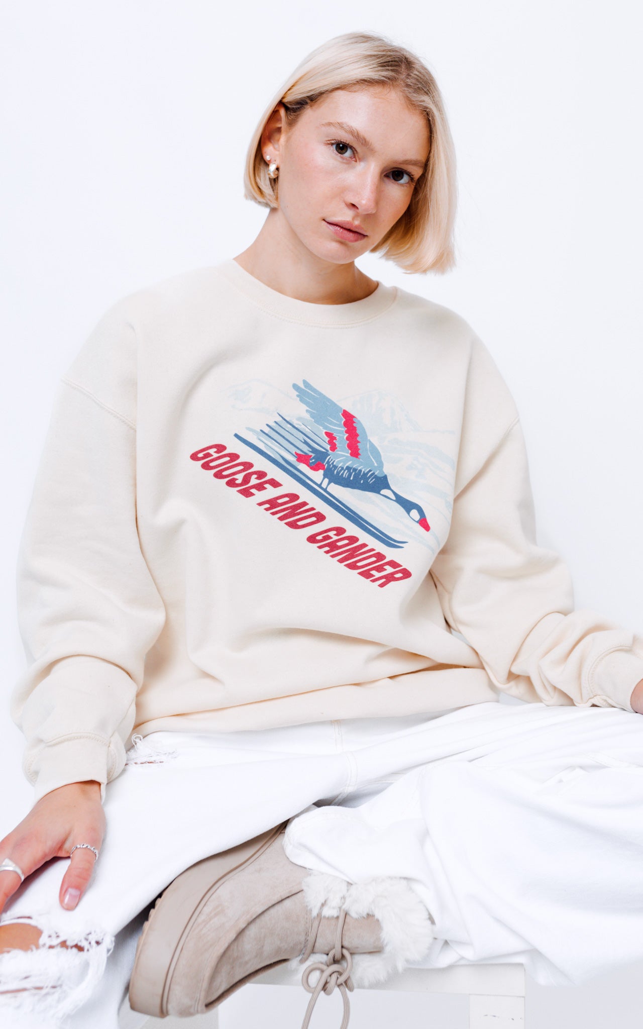 Unisex Ski Club Sweatshirt - Natural