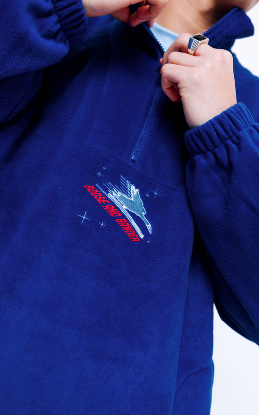 Unisex Ski Club 1/4 Zip Fleece - Royal Blue