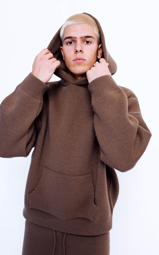 Unisex Knitted Hoodie - Mocha