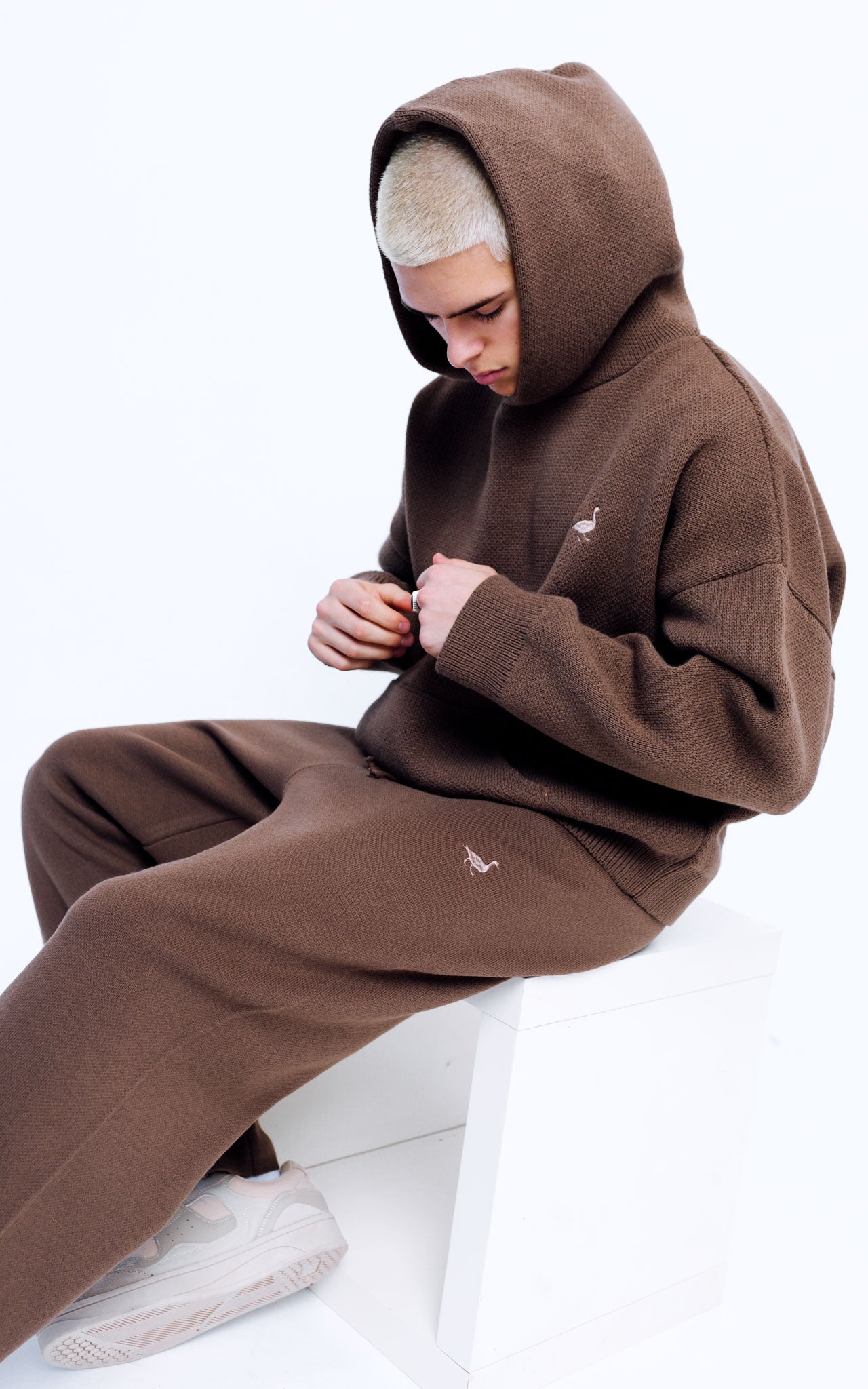 Unisex Knitted Hoodie - Mocha