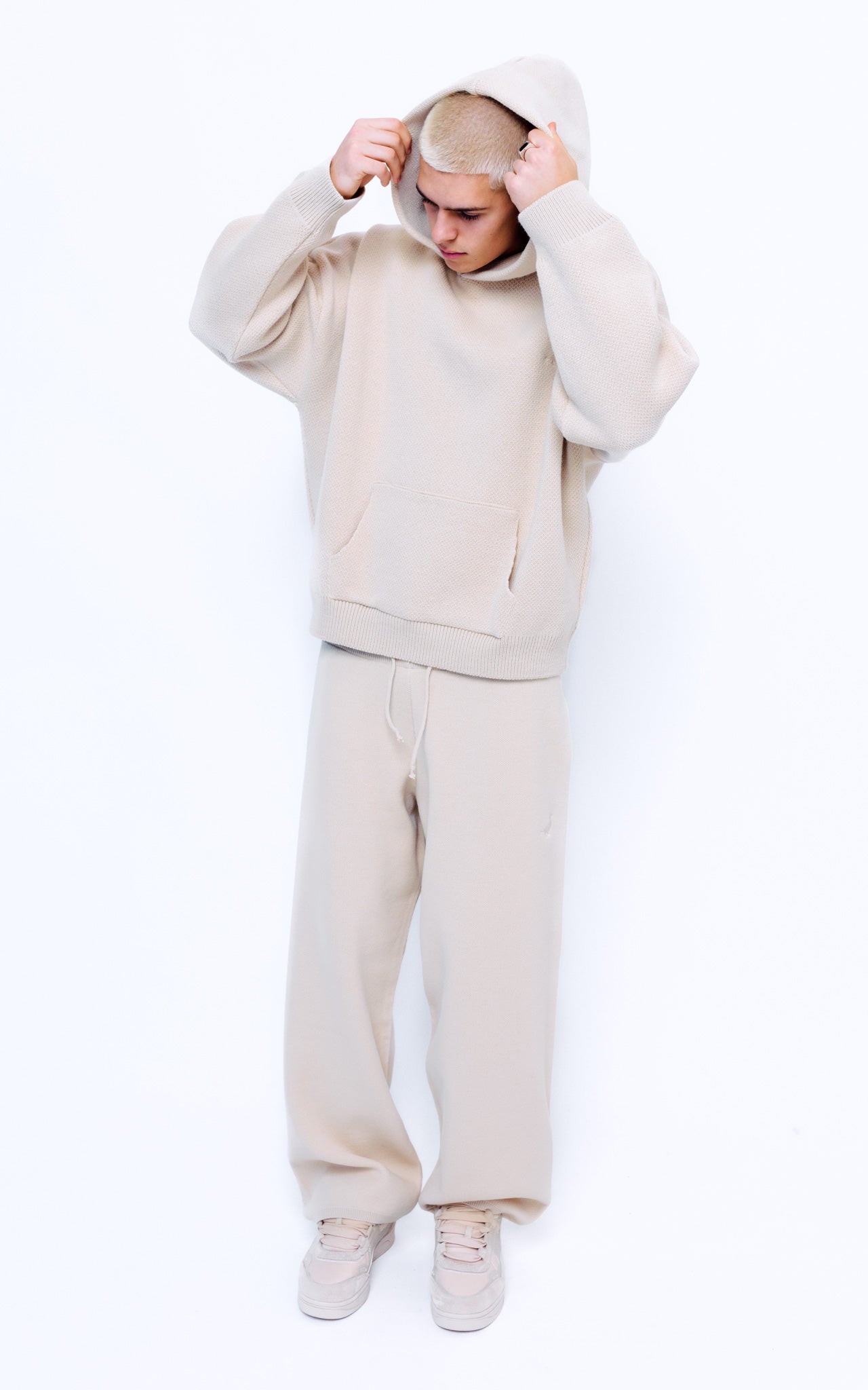 Unisex Knitted Hoodie - Sand