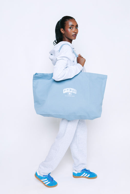 Unisex Varsity Tote Bag - Dusky Blue