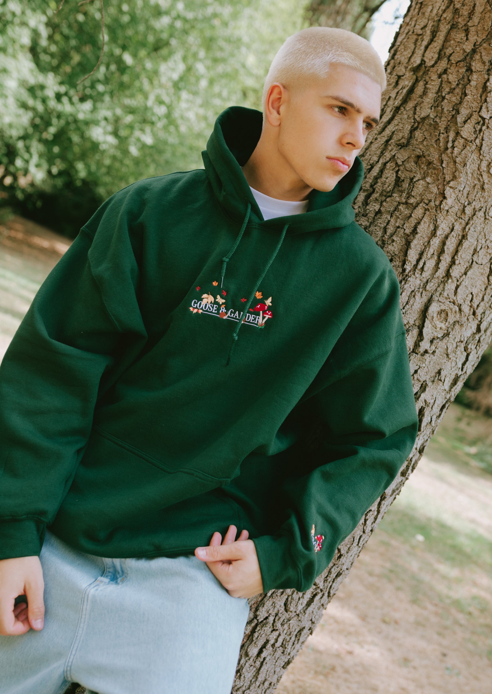 Woodland Embroidered Hoodie - Forest Green – Goose & Gander