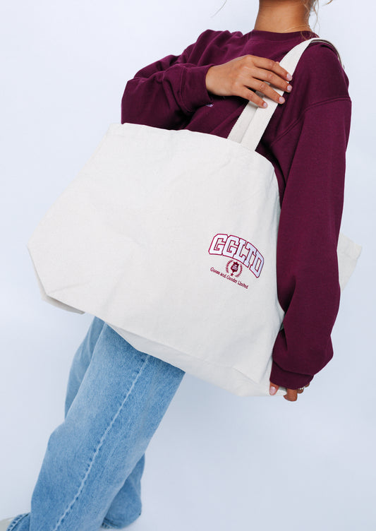 Unisex Varsity Tote Bag - Natural