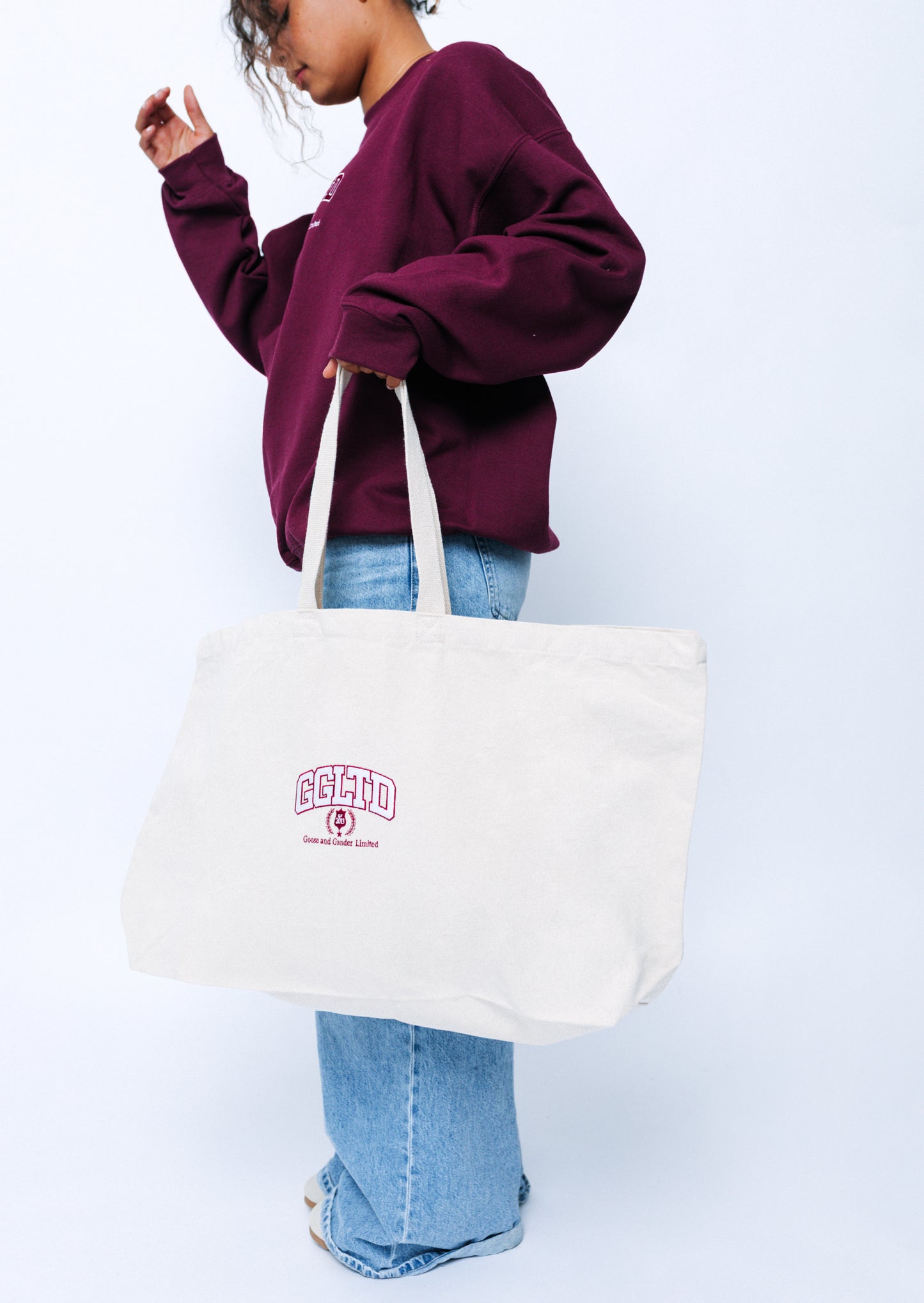 Unisex Varsity Tote Bag - Natural