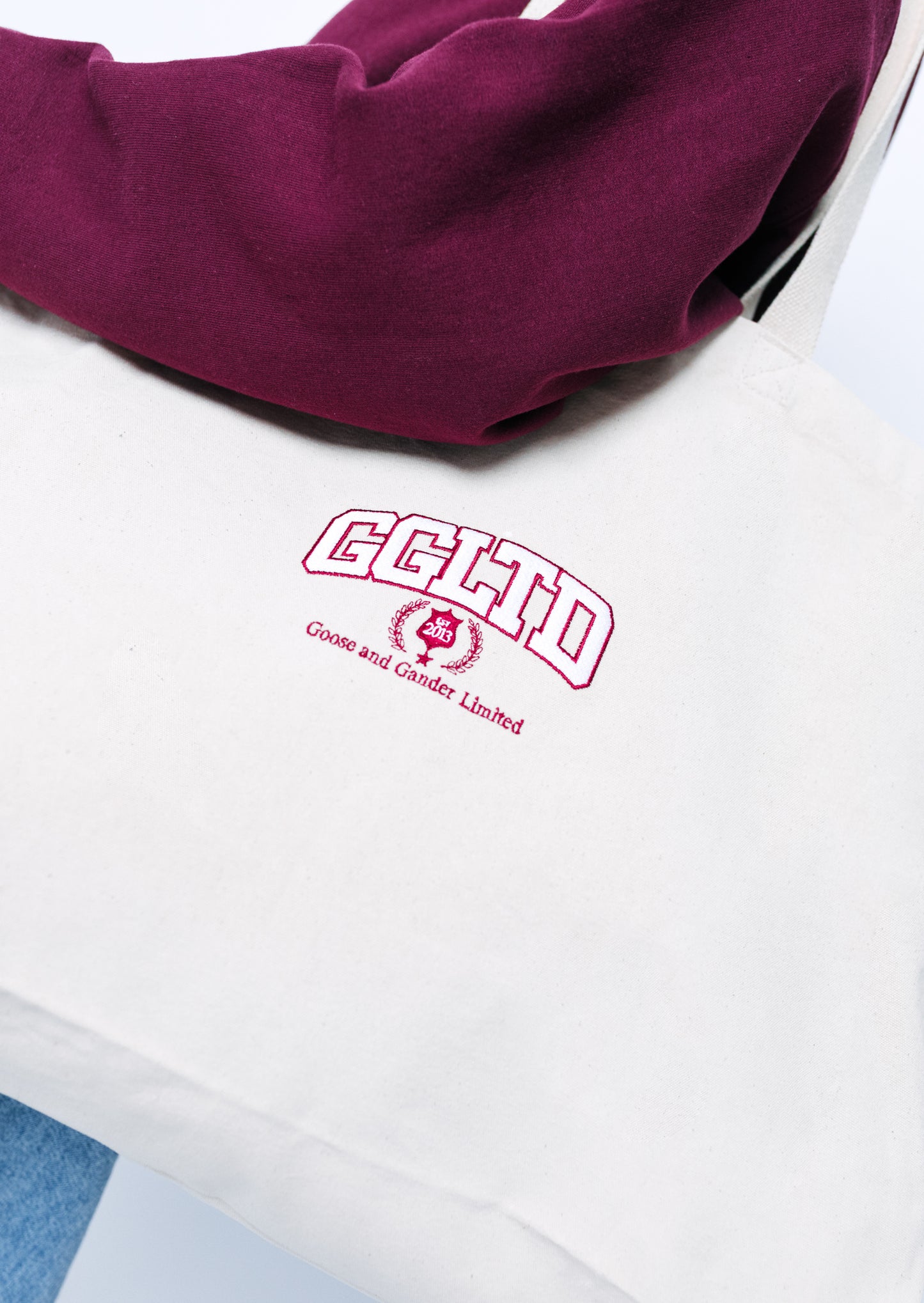 Unisex Varsity Tote Bag - Natural