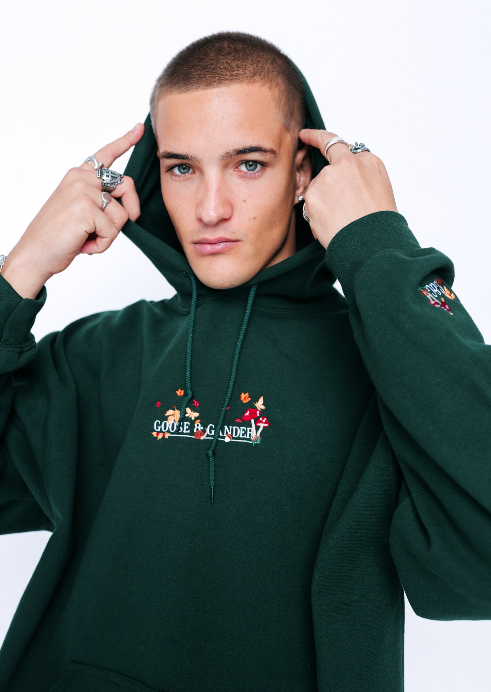 Woodland Embroidered Hoodie - Forest Green – Goose & Gander