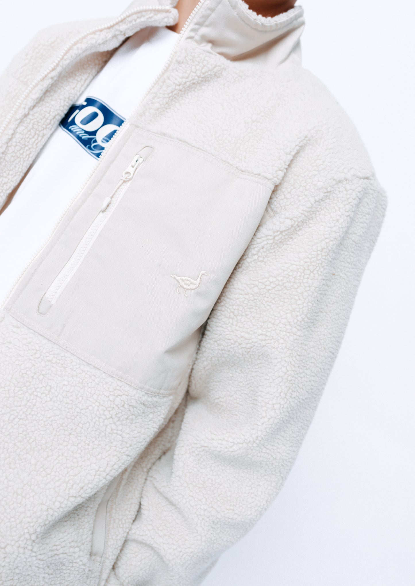 Unisex Goose Sherpa Fleece Jacket - Sand