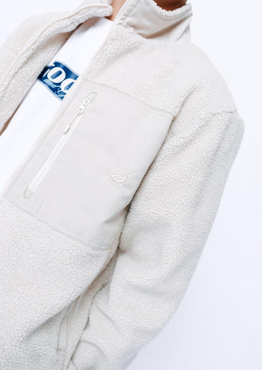 Unisex Goose Sherpa Fleece Jacket - Sand