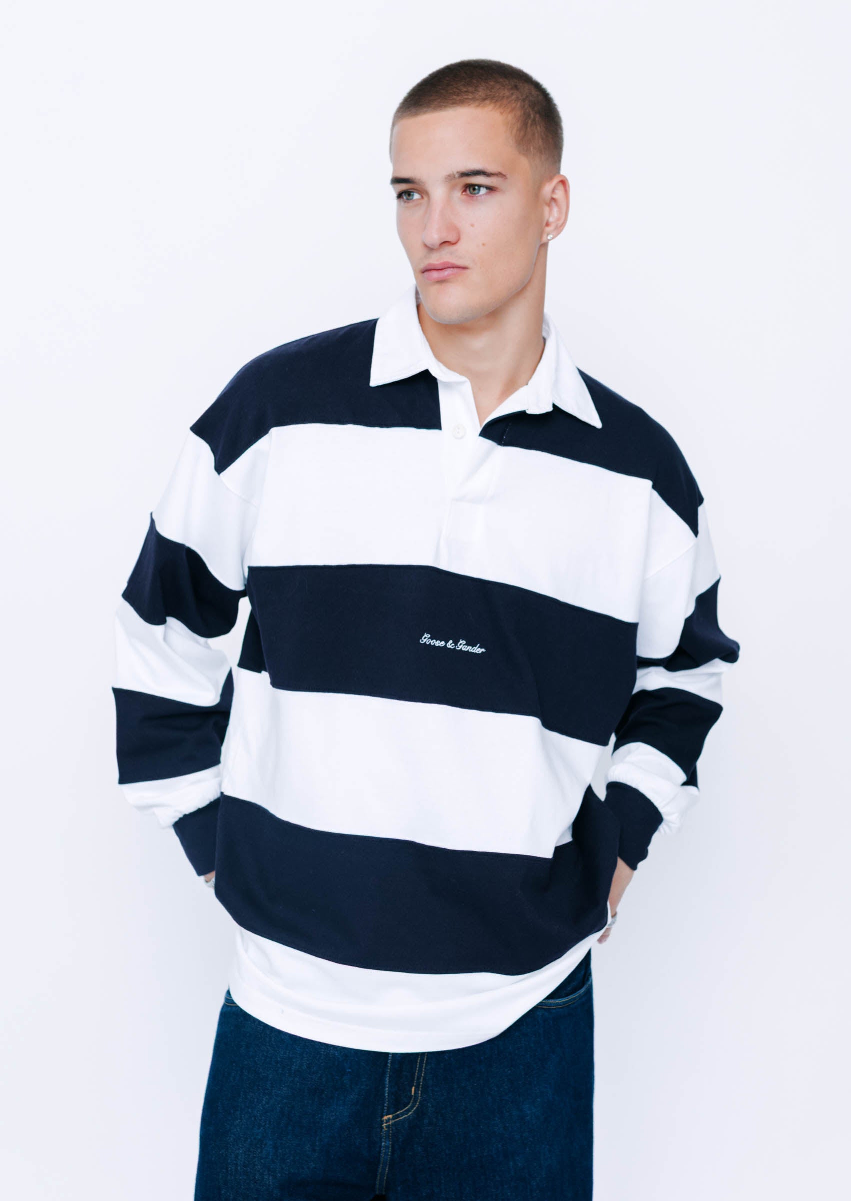 AUBERGEバスクシャツ　(WHITE×NAVY / size40) AUBERGEバスクシャツ (WHITE×NAVY / size40) - メルカリ