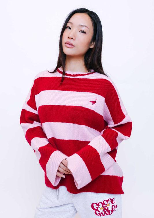 Unisex Knitted Striped Goose Sweatshirt