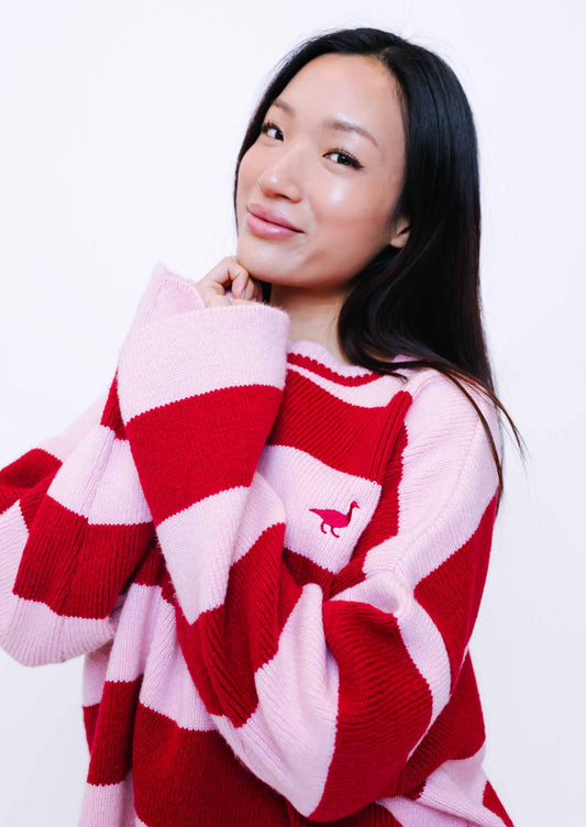 Unisex Knitted Striped Goose Sweatshirt