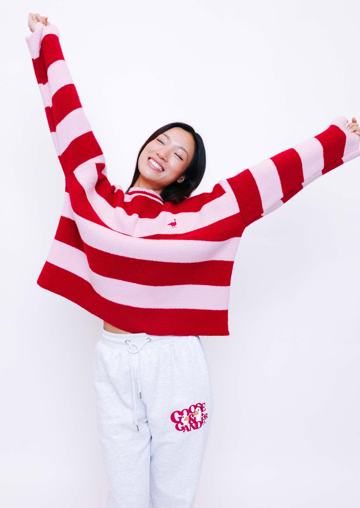 Unisex Knitted Striped Goose Sweatshirt