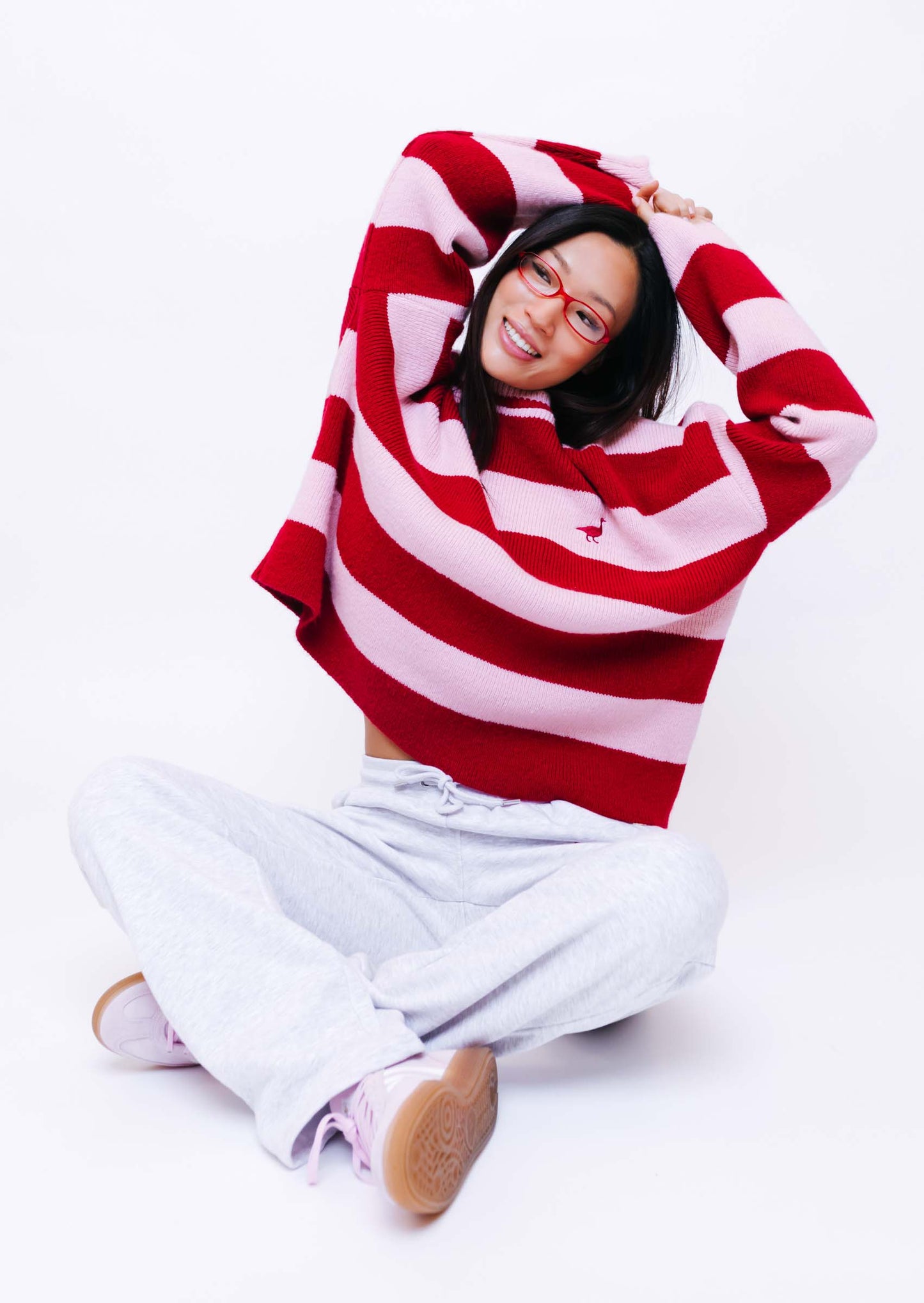 Unisex Knitted Striped Goose Sweatshirt
