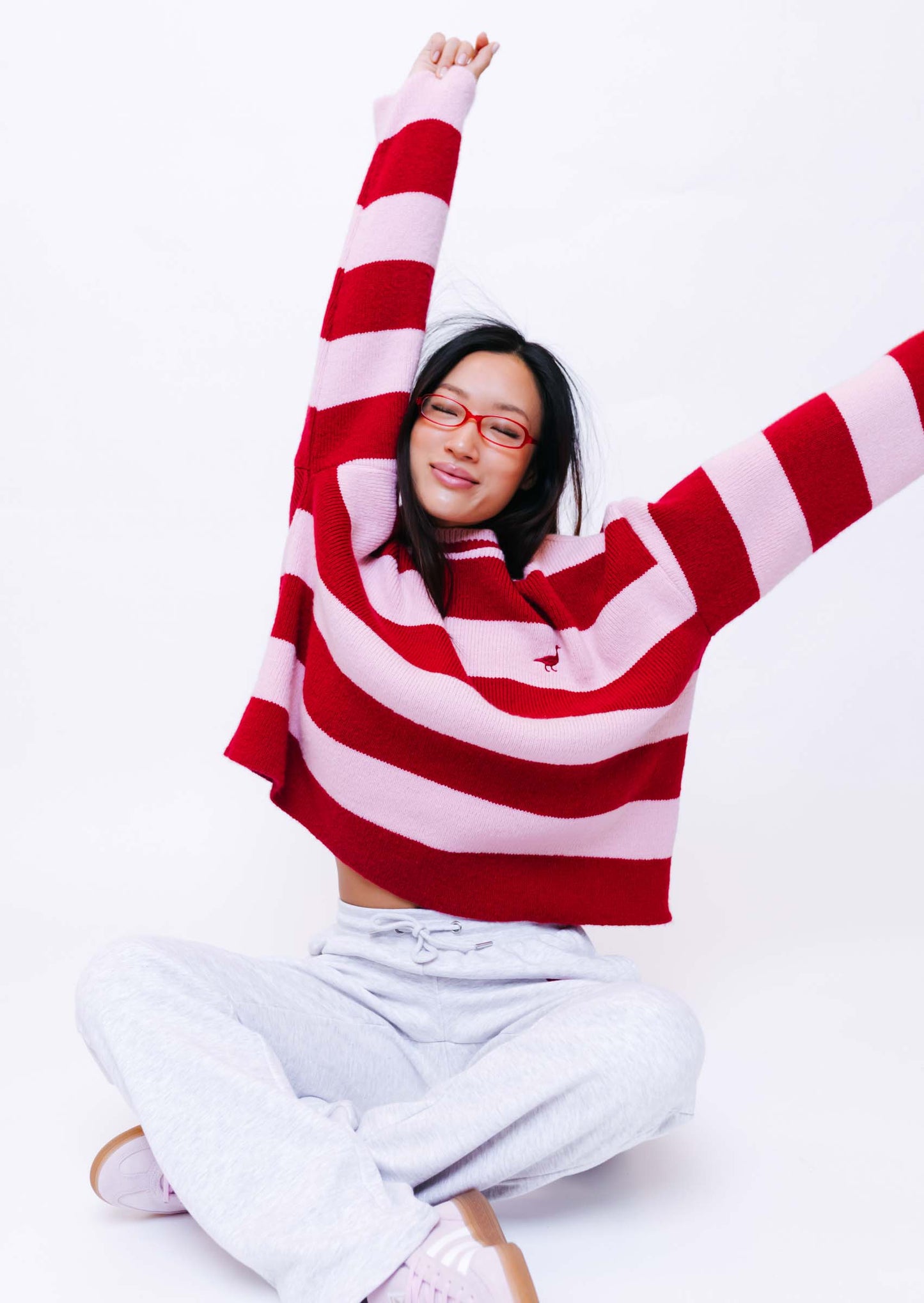 Unisex Knitted Striped Goose Sweatshirt