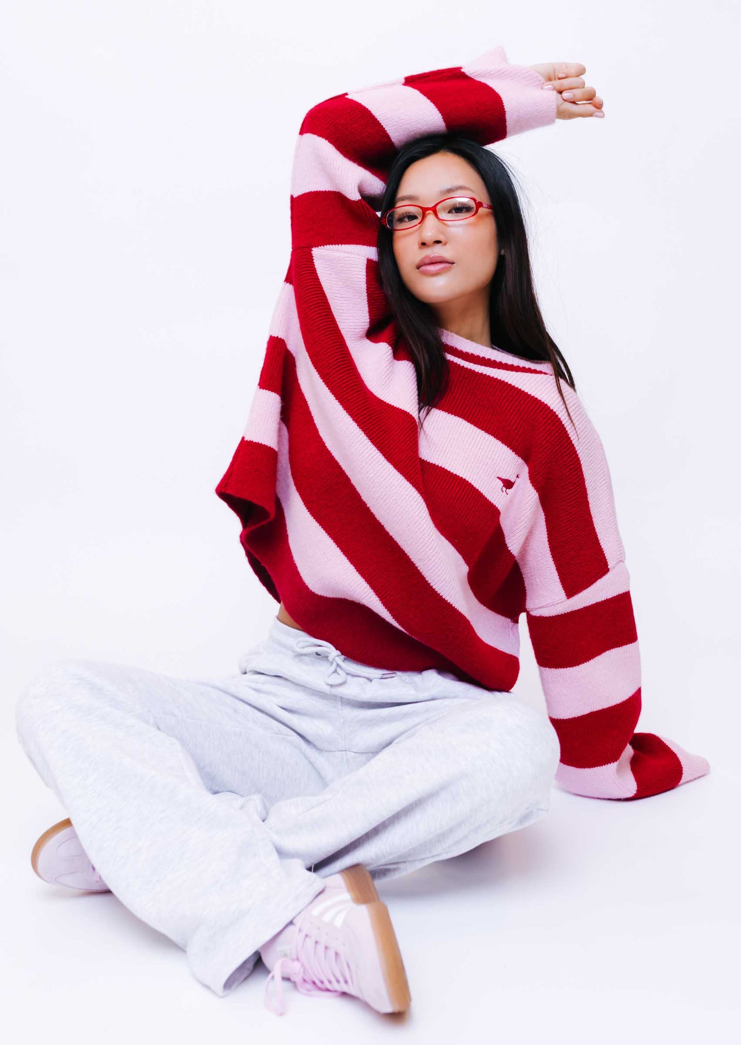 Unisex Knitted Striped Goose Sweatshirt