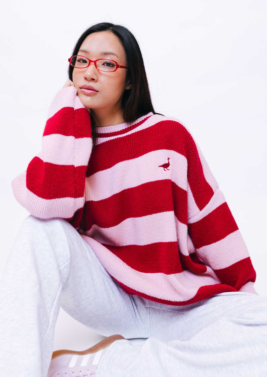 Unisex Knitted Striped Goose Sweatshirt
